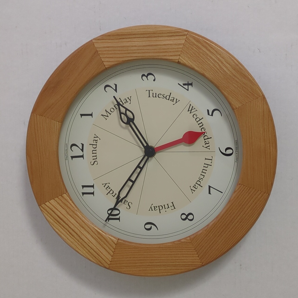 Wooden Weekday Wall Clock